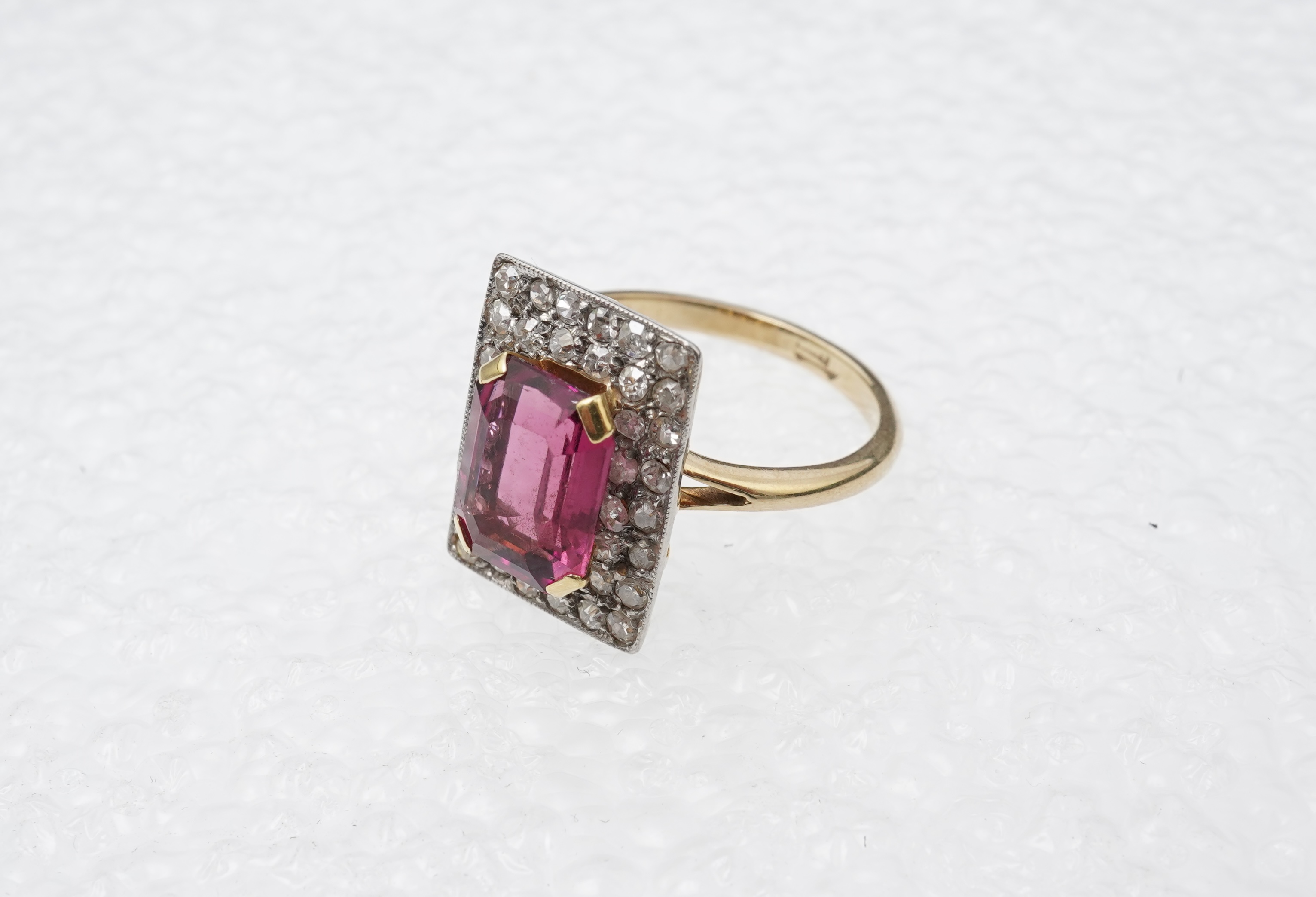 A pink tourmaline and diamond ring